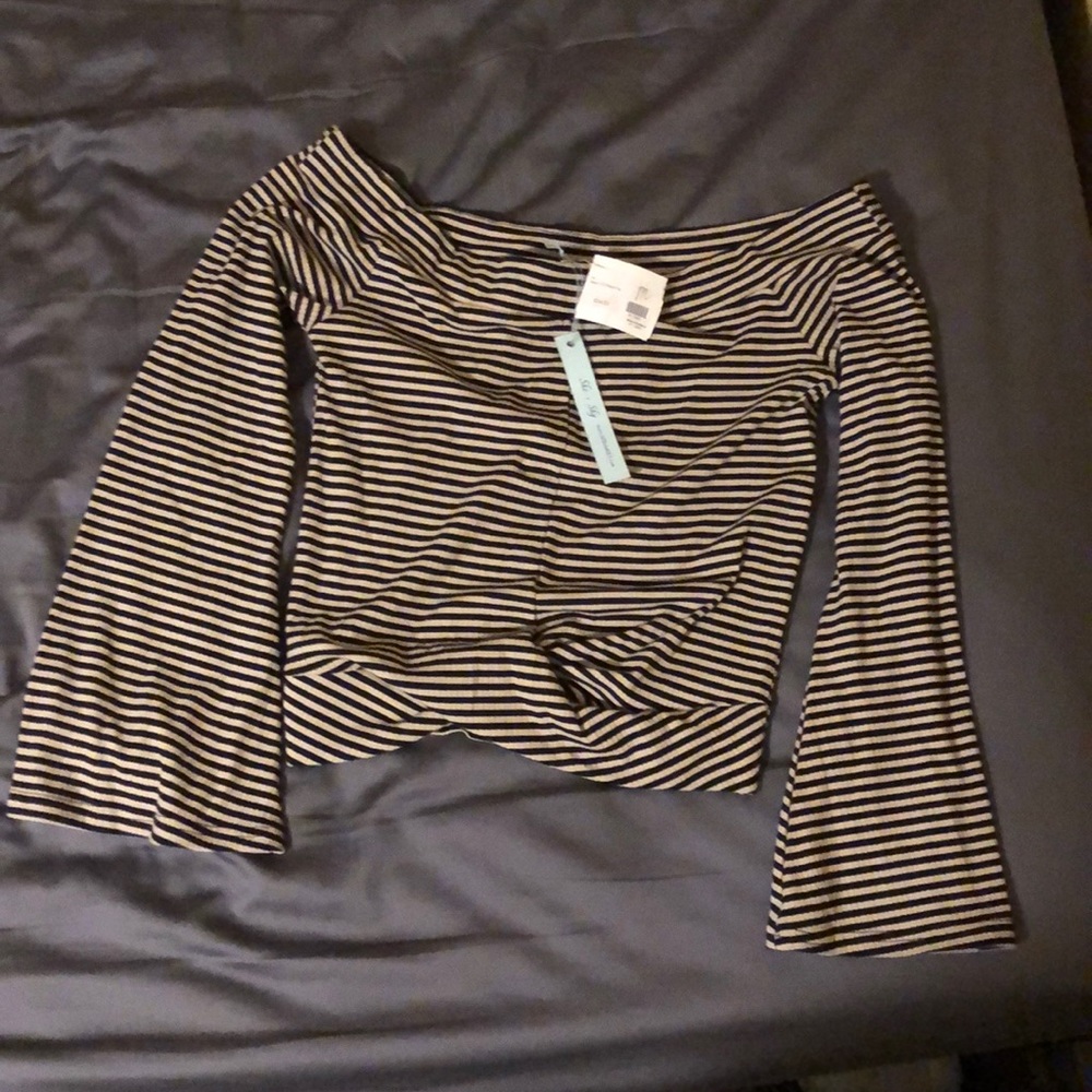 Sofi Stella Black Off The Shoulder Striped Top